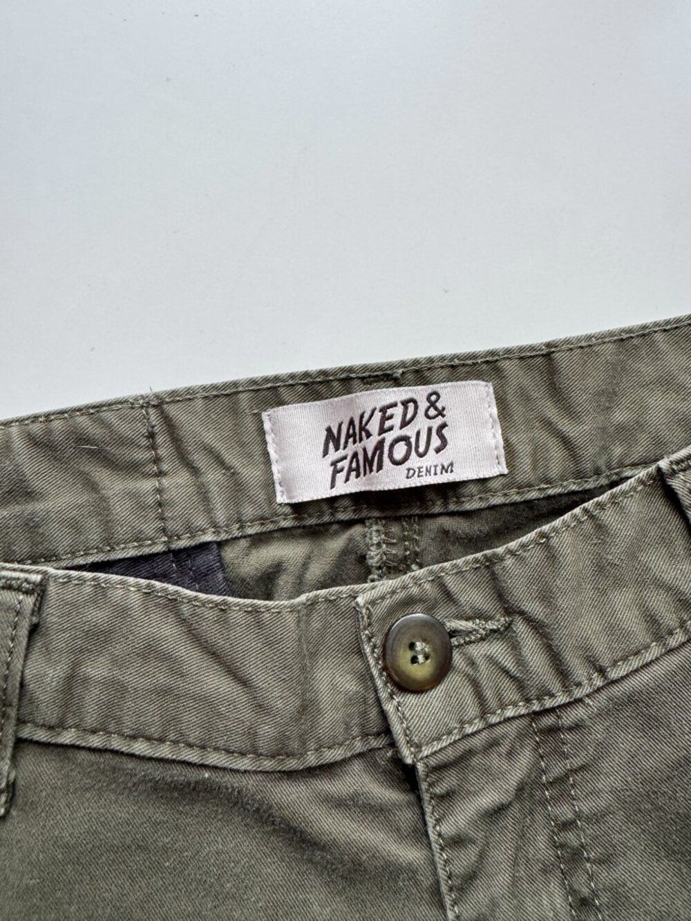 NAKED & FAMOUS Khaki Green Stretch Twill Slim Chino Pants, Size 30 - Picture 13 of 15